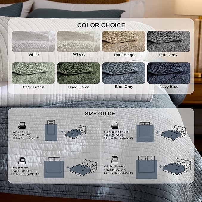 palassio Striped Dark Grey 100% Cotton Quilt Queen Size Bedding Sets, - Image 8