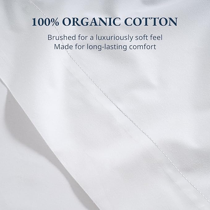 Lane Linen 100% Organic Cotton Twin Size Flat Sheet Only - Image 5