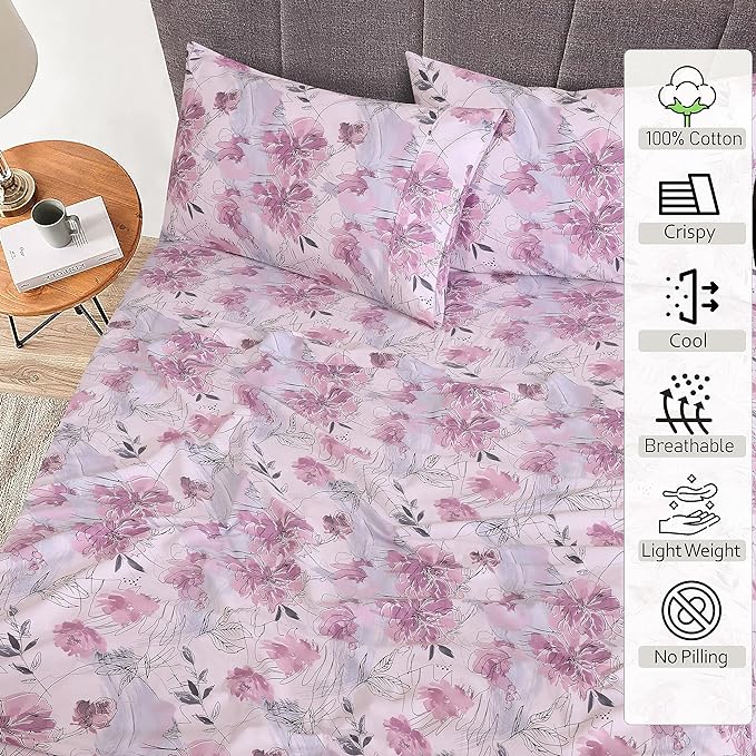 RUVANTI 100% Cotton Sheets – Twin Size Percale Bedding, Cooling & Breathable - Image 2
