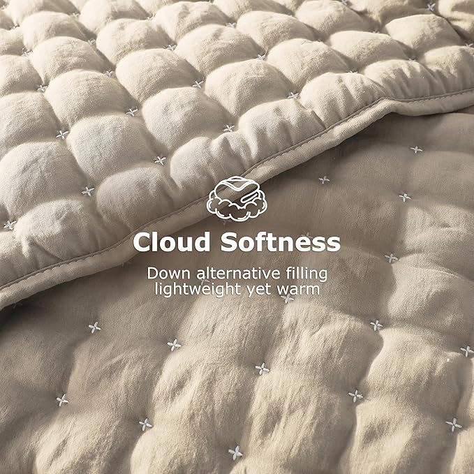 WDCOZY Beige Twin Size Quilt Bedding Sets - Image 4