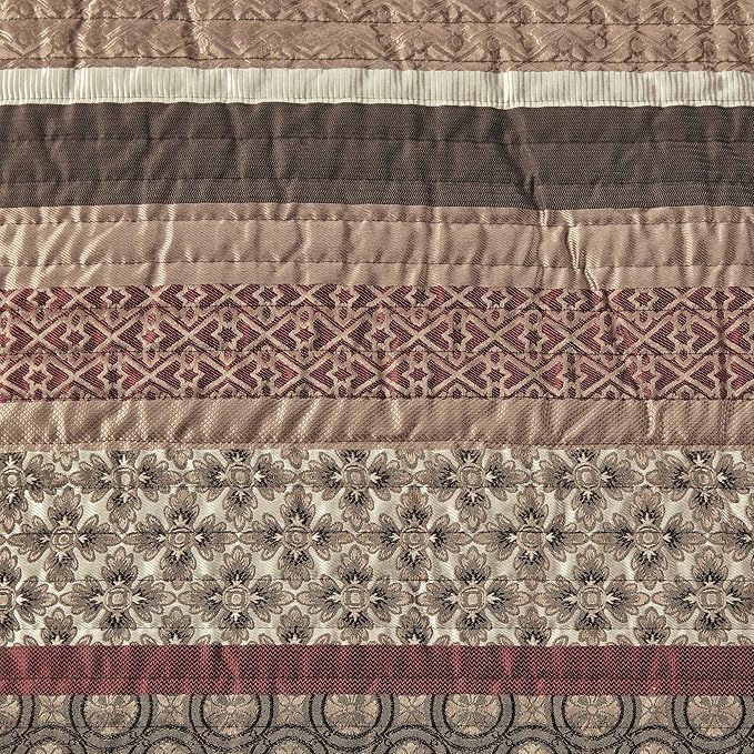 Madison Park Quilt Set Luxurious Jacquard Stripes Design - Image 15