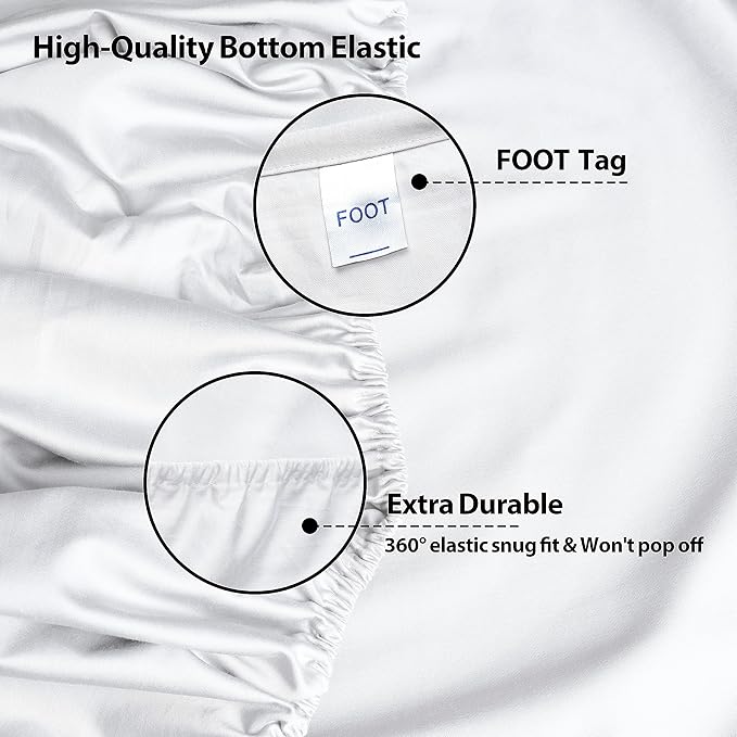 Twin XL Size Fitted Sheet Only White, 100% Egyptian Cotton 600 Thread Count - Image 5