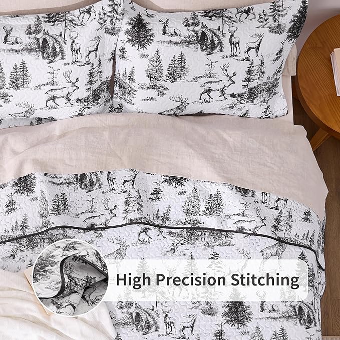PPOLCA Rustic King Quilt Bedding Set, Christmas Lightweight Reversible Cabin - Image 3