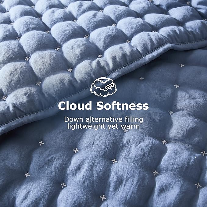 WDCOZY Blue Queen Size Quilt Bedding Sets - Image 4