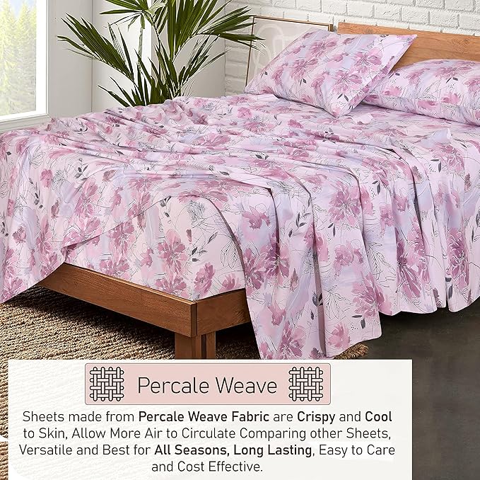 RUVANTI 100% Cotton Sheets – Twin Size Percale Bedding, Cooling & Breathable - Image 3