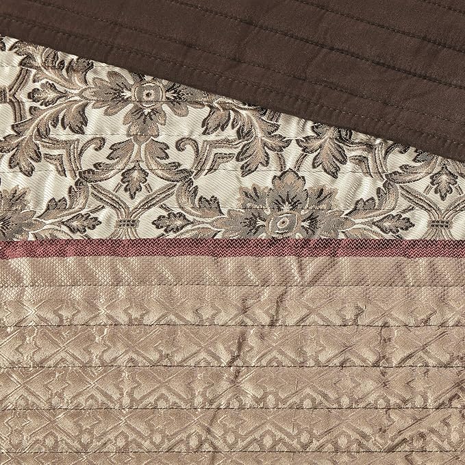 Madison Park Quilt Set Luxurious Jacquard Stripes Design - Image 16