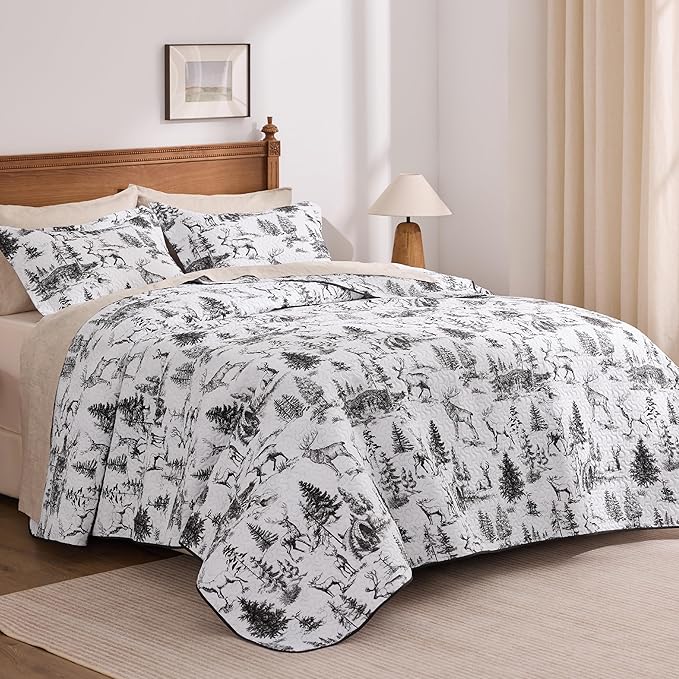 PPOLCA Rustic Twin Quilt Bedding Set, Christmas Lightweight Reversible Cabin - Image 5