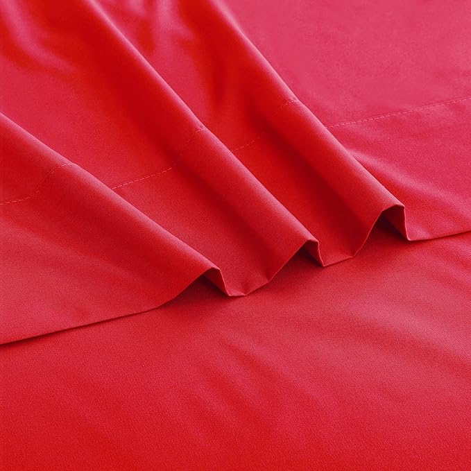 Sfoothome California King Flat Sheet Red Top Sheet, Premium Hotel 1-Piece - Image 3