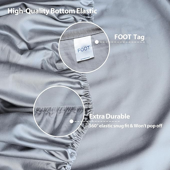 King Size Fitted Sheet Only Gray, 100% Egyptian Cotton 600 Thread Count - Image 5