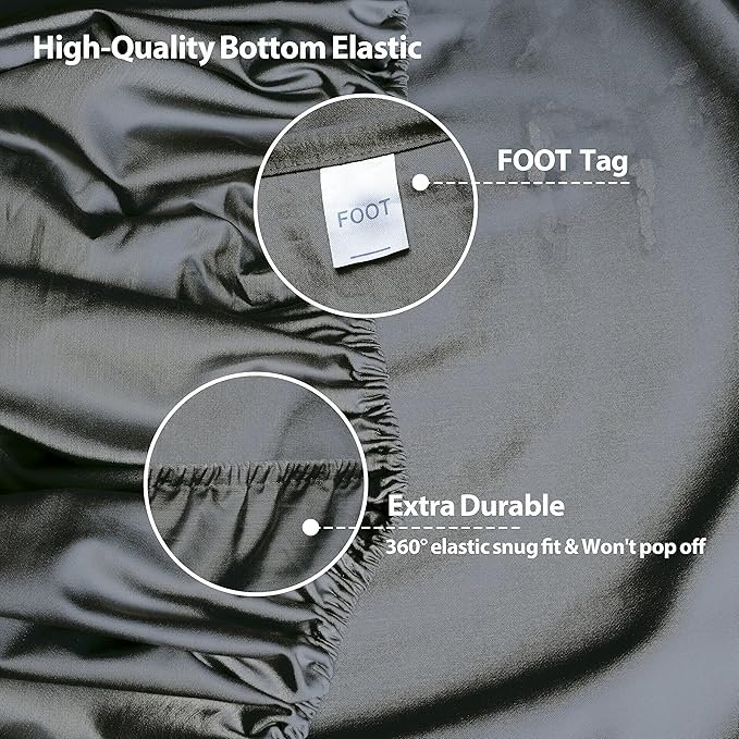 Twin XL Size Fitted Sheet Only Dark Grey, 100% Egyptian Cotton 600 Thread Count - Image 6